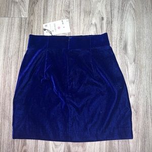 XS Blue Velvet Mini Skirt - New With Tags